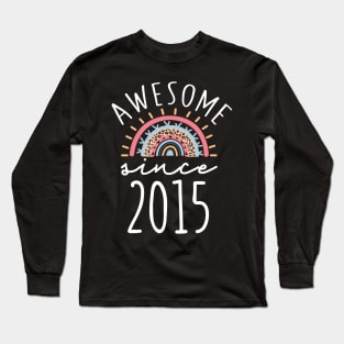 Awesome since 2015 born in 2015 Rainbow 7th Birthday Gift for Boys Girls Long Sleeve T-Shirt